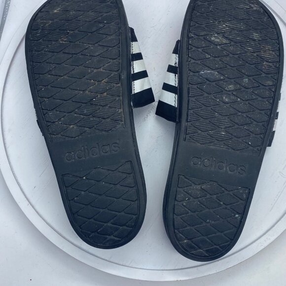Adidas Adilette Mens Slide Sandals Size 8 Black White 3 Stripes Athletic Slip On - Picture 6 of 6